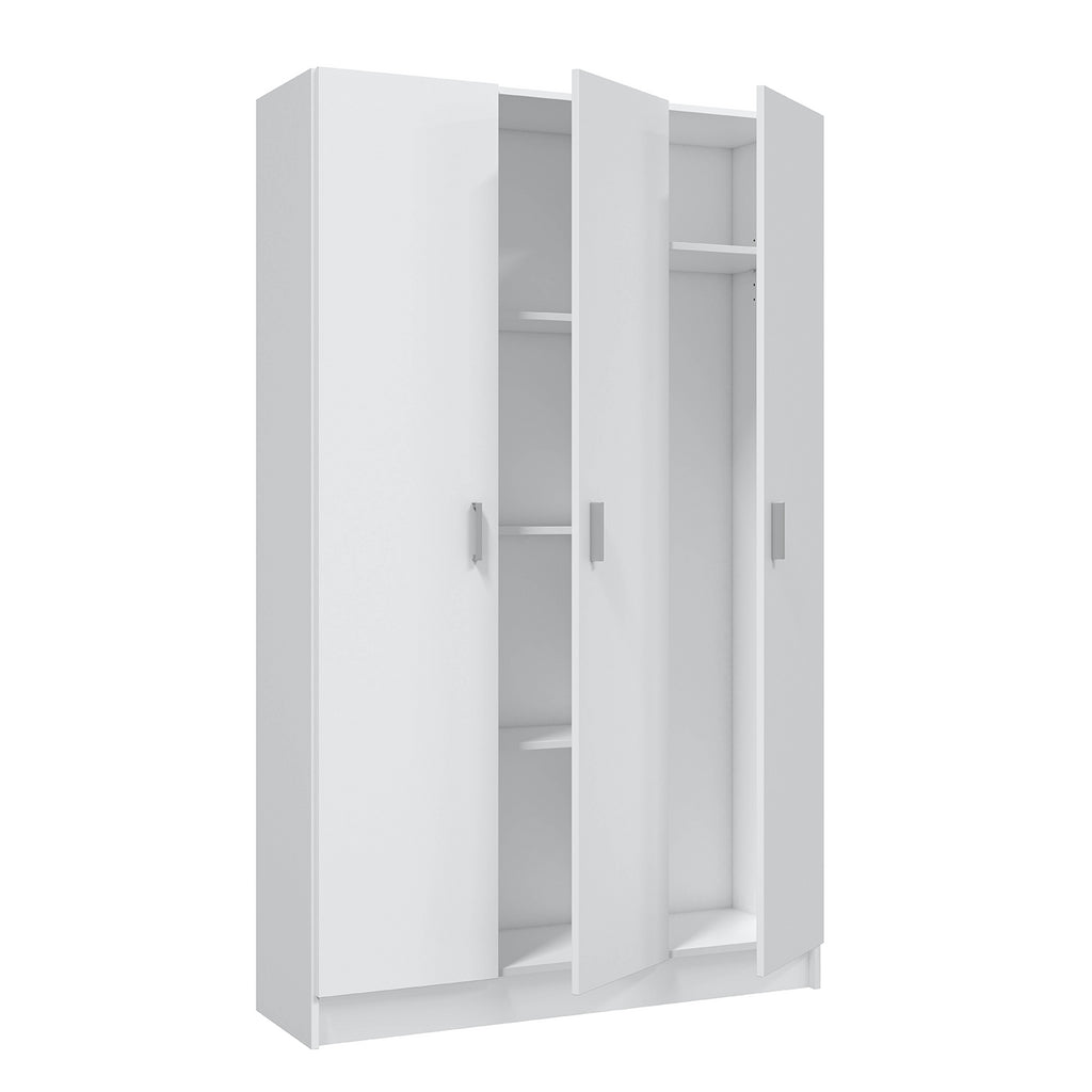 VITA White 3 Door Broom Cupboard - Modular Kitchen & Utility Room Cleaning Storage Cabinet