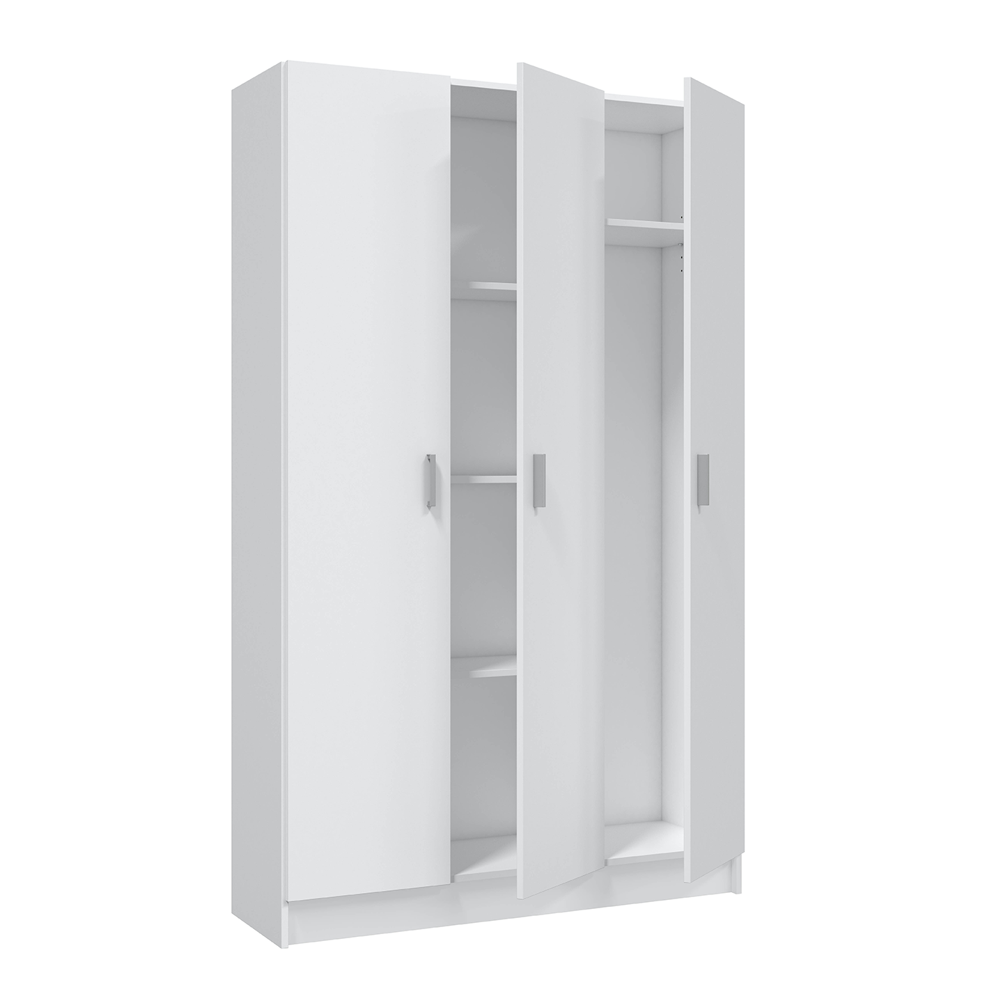 VITA White 3 Door Broom Cupboard - Modular Kitchen & Utility Room Cleaning Storage Cabinet