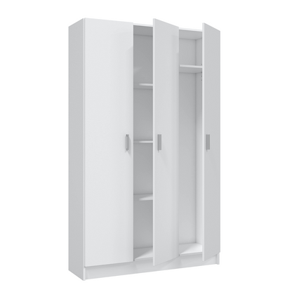VITA White 3 Door Broom Cupboard - Modular Kitchen & Utility Room Cleaning Storage Cabinet