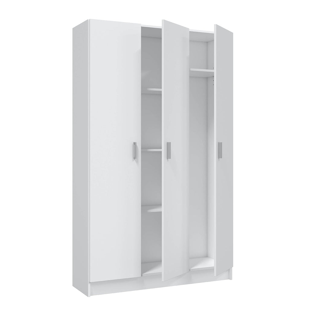 VITA White 3 Door Broom Cupboard - Modular Kitchen & Utility Room Cleaning Storage Cabinet - H: 180cm x W: 109cm x D: 37cm.