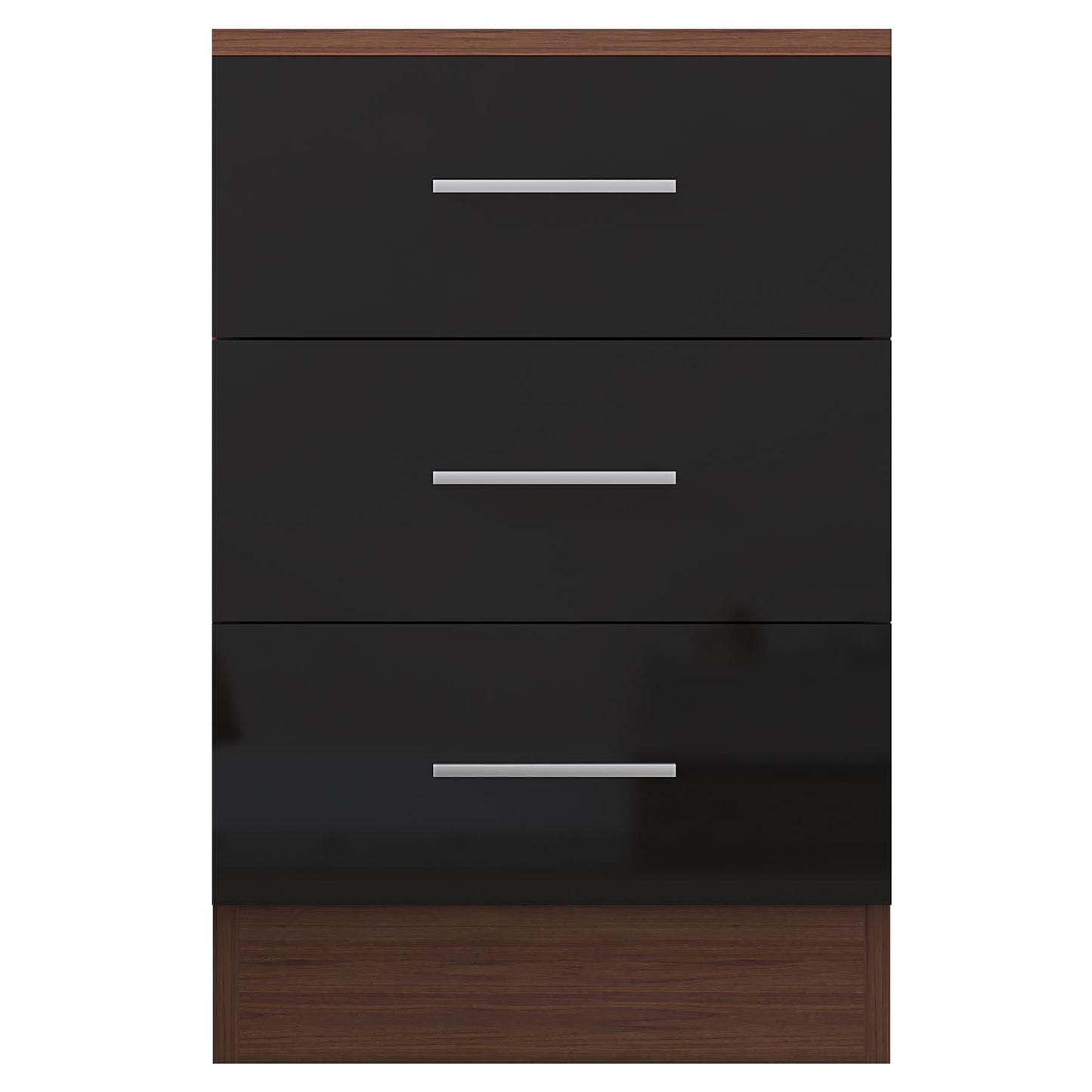 Reflect 3 Drawer Bedside Bundle (2x) - Black Gloss & Walnut - Modern Bedside