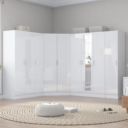 REFLECT Gloss 4pc Set - 2dr Corner Wardrobe + 3dr Mirror + 3dr Plain + 1dr Plain