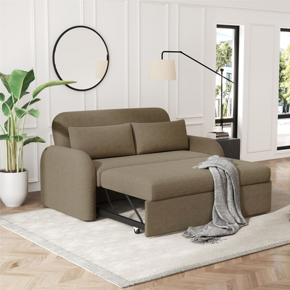 NOMA 2-Seater Boucle Pull Out Sofa Bed with Matching Cushions - Taupe
