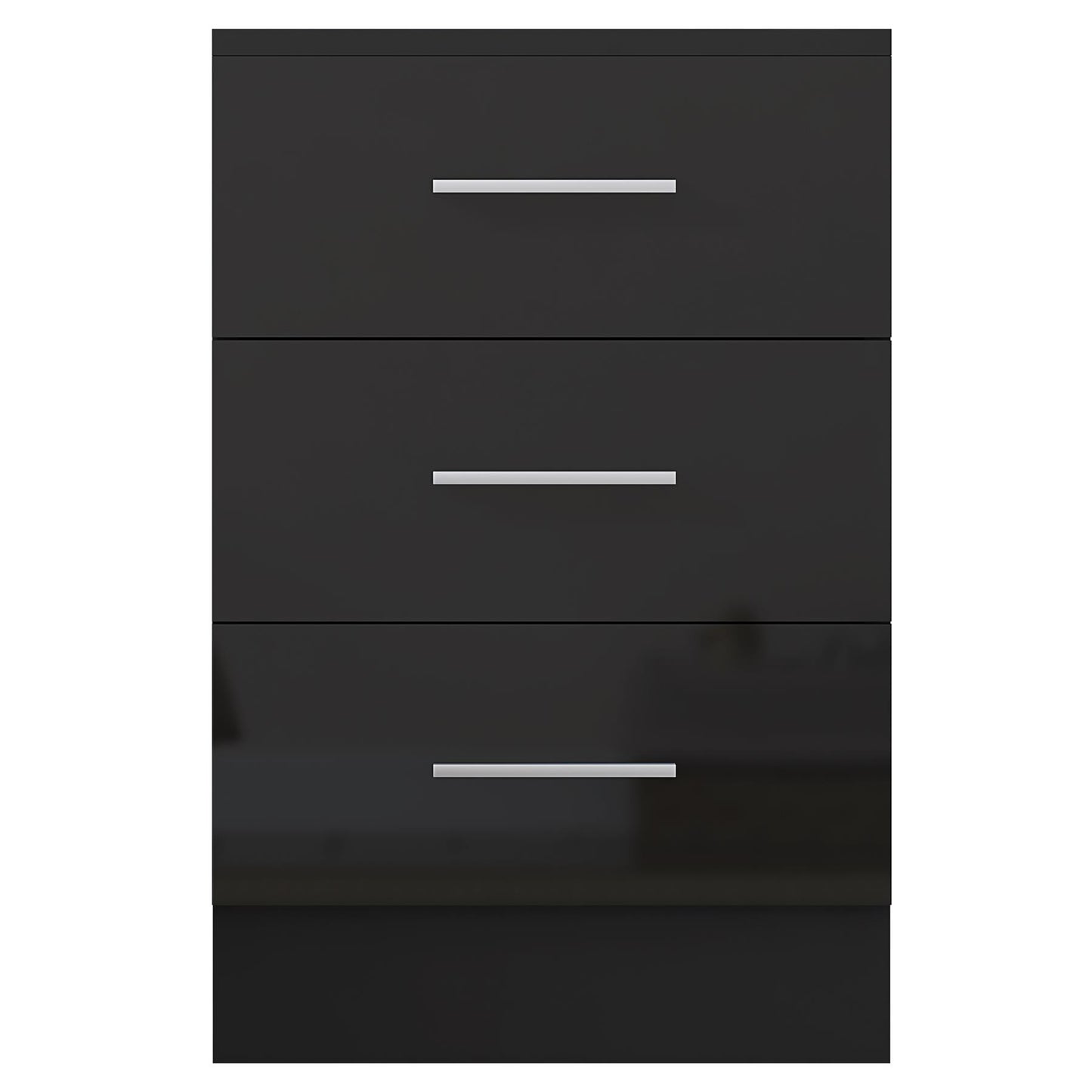 Reflect 3 Drawer Bedside Bundle (2x) - Black Gloss & Black Oak - Modern Bedside