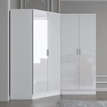 REFLECT Gloss 4 Door Wardrobe Bundle Inc 2 Door Corner + 2 Door Bedroom Set