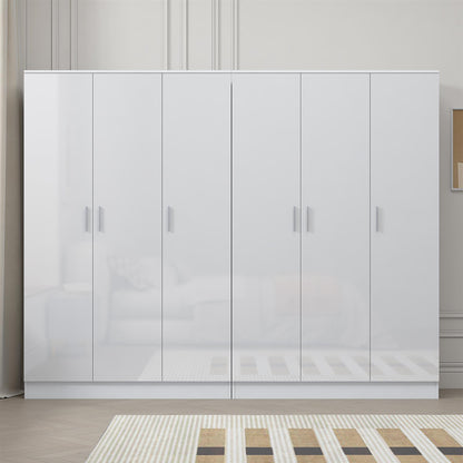 Reflect 2pc Wardrobe Bundle - 3 Door Plain + 3 Door Plain - White Gloss & Matt White