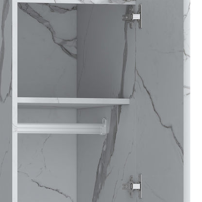 ZITA Compact 1-Door Wardrobe in White Marble Effect - Bedroom Storage, Stylish and Space-Saving