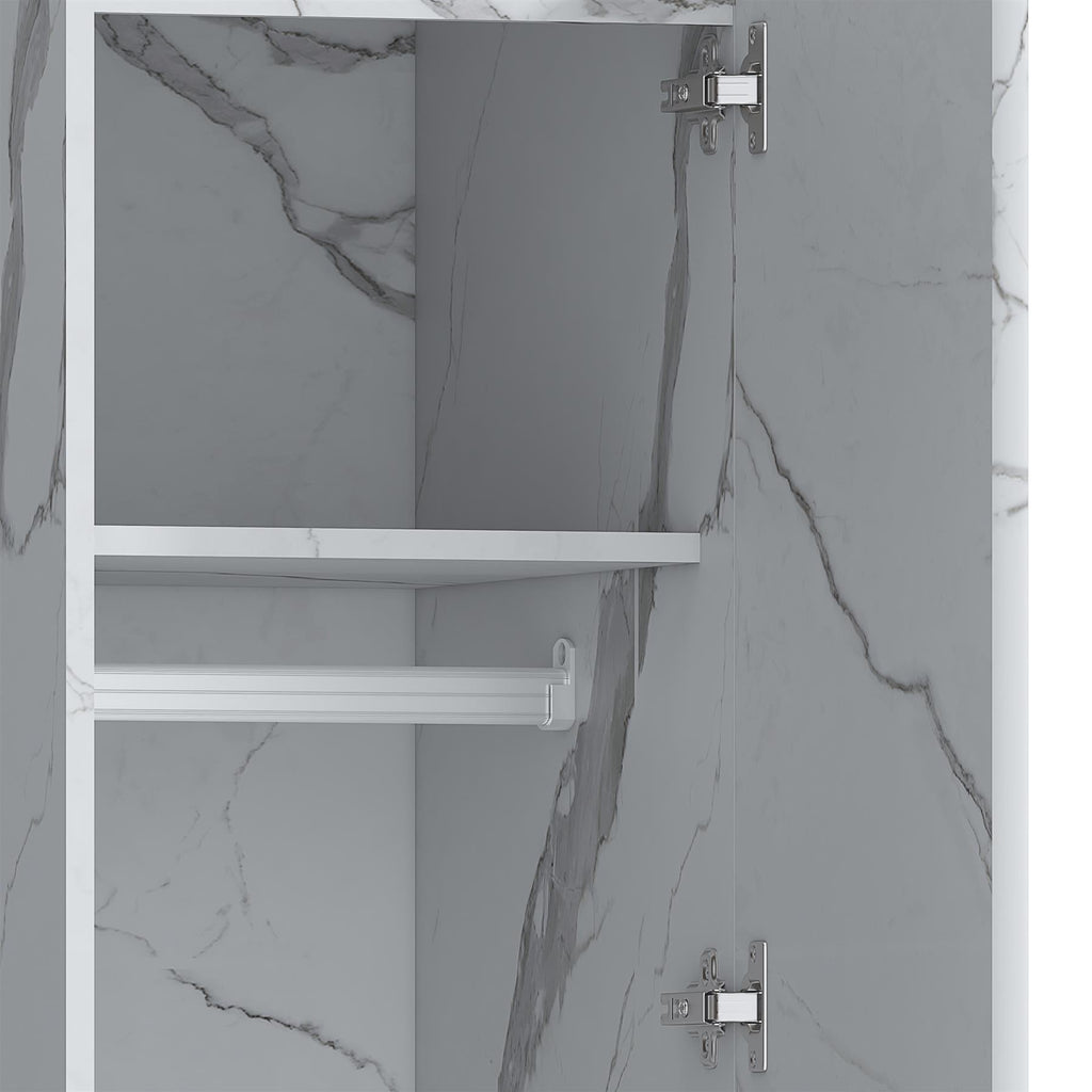ZITA Compact 1-Door Wardrobe in White Marble Effect - Bedroom Storage, (L) 50cm x (W) 37.5cm x (H) 180cm, Stylish and Space-Saving