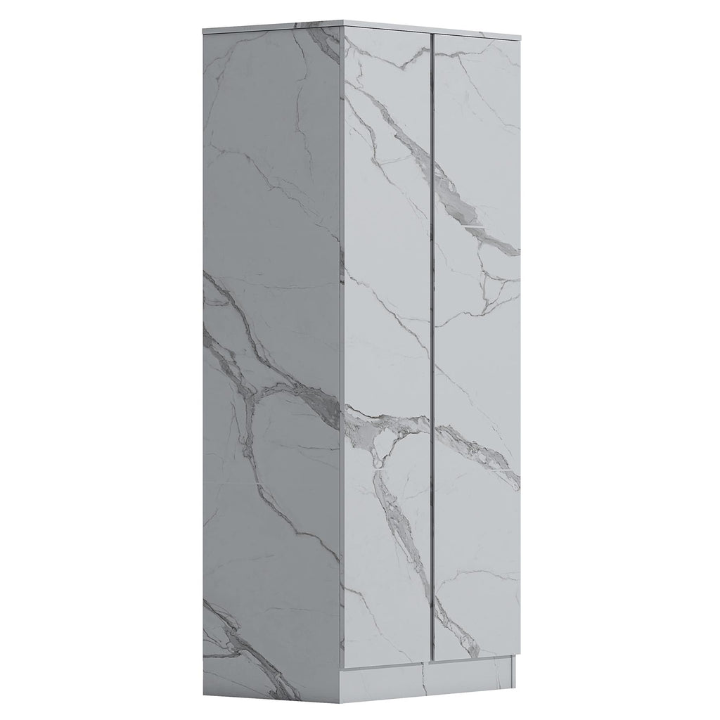 ZITA White Marble Effect 2 Piece Wardrobe Bundle - 2 x 2-Door Wardrobes