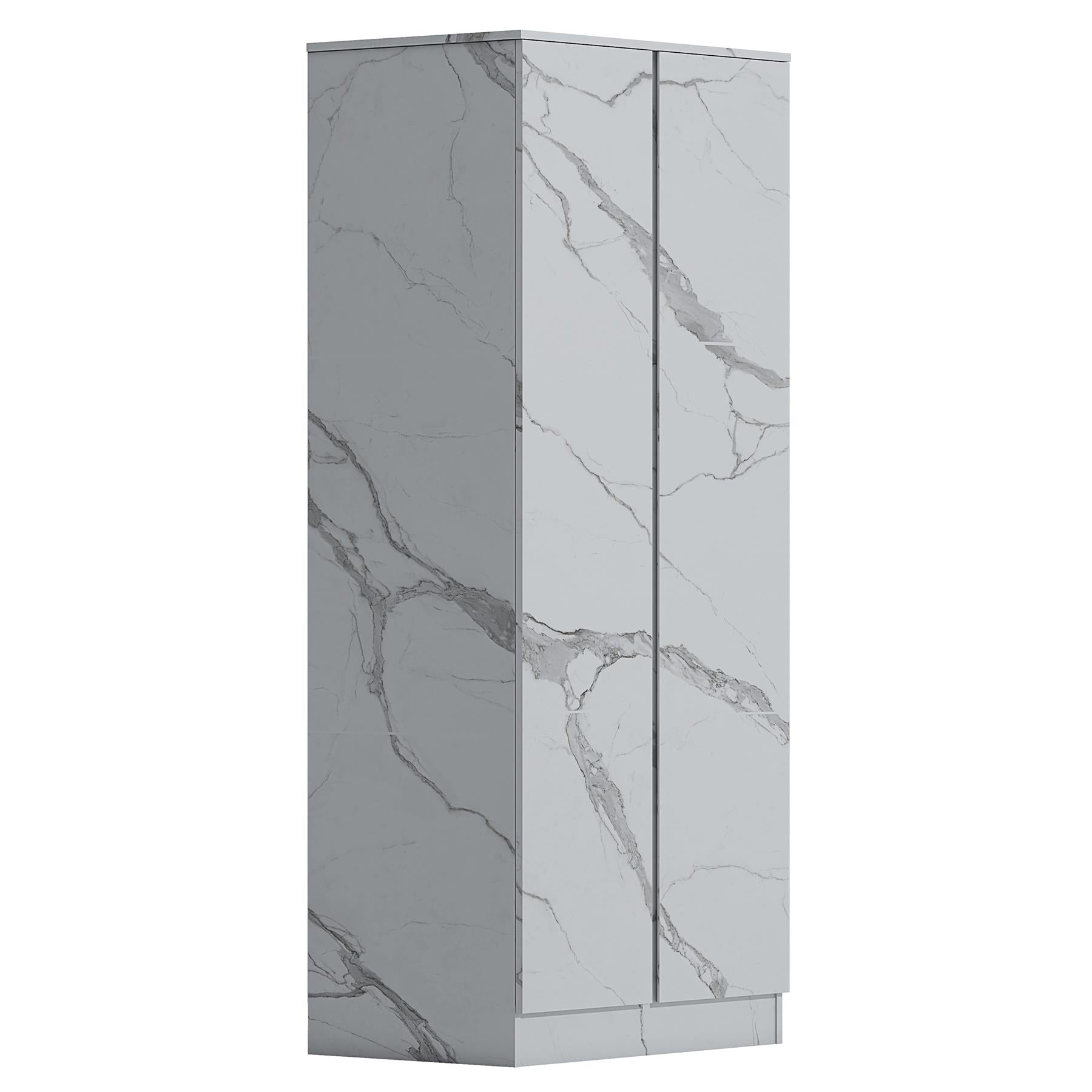 ZITA White Marble Effect 2 Piece Wardrobe Bundle - 2 x 2-Door Wardrobes