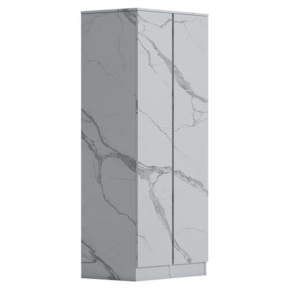 ZITA White Marble Effect 2 Piece Wardrobe Bundle - 2 x 2-Door Wardrobes