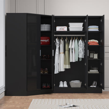 REFLECT Gloss 5 Door Corner Wardrobe Bundle Inc Corner + 3 Door Wardrobe Set