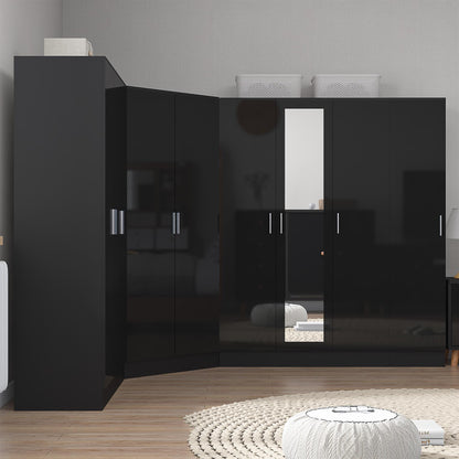 REFLECT Gloss 4pc Set - 2dr Corner Wardrobe + 3dr Mirror + 3dr Plain + 1dr Plain