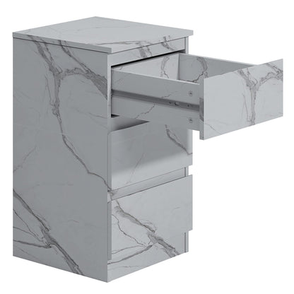 ZITA Bedroom Furniture Tall 3 Drawer Bedside in White OR Grey Marble Colour