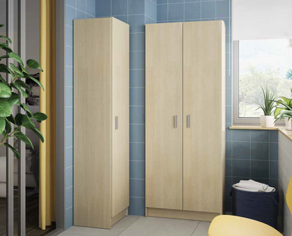 Vita Oak 2 Door 4 Shelf Kitchen Utility Room Cabinet - Modular Cleaning Storage