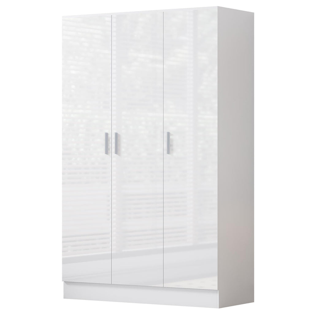 Reflect 2pc Wardrobe Bundle - 2 Door Corner + 3 Door Plain - White Gloss & Matt White - H: 180cm x W: 179cm x D: 103cm