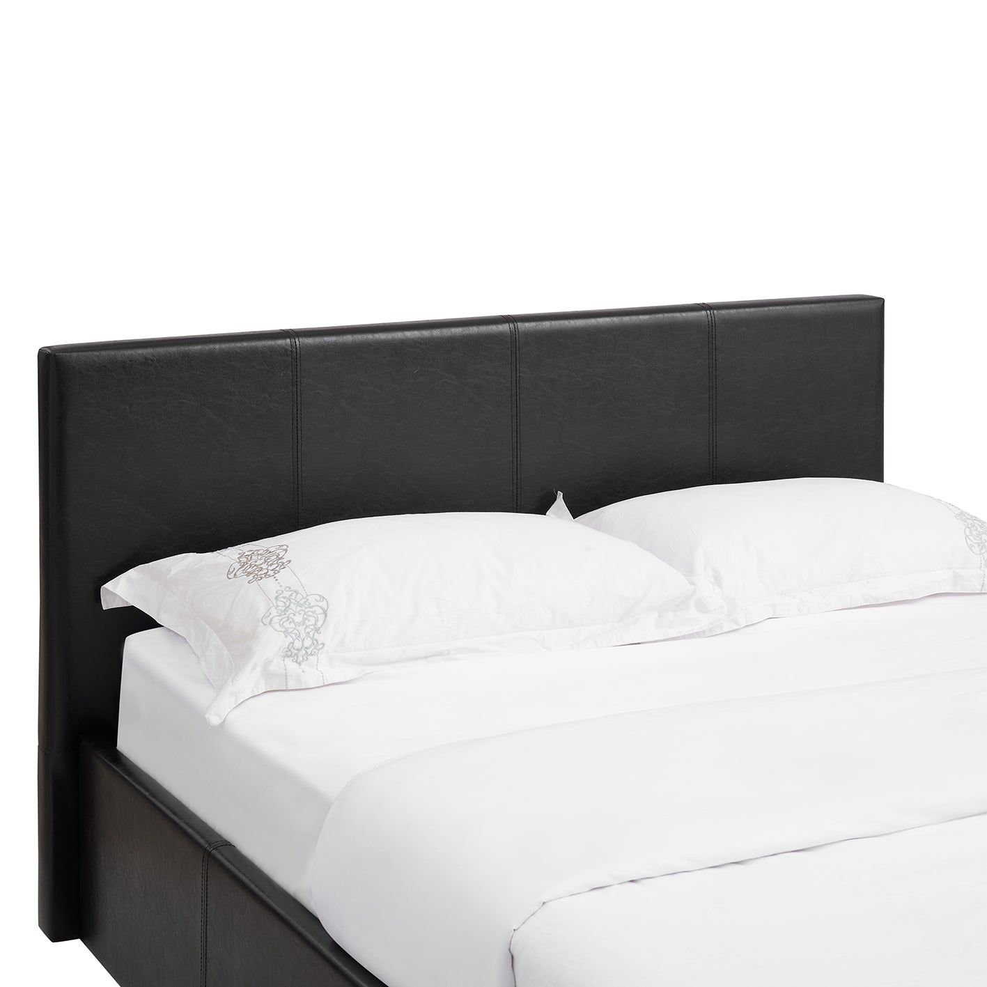 LUNA 4FT Small Double Black Ottoman Storage Bed with Gas Lift - Faux Leather Fabric