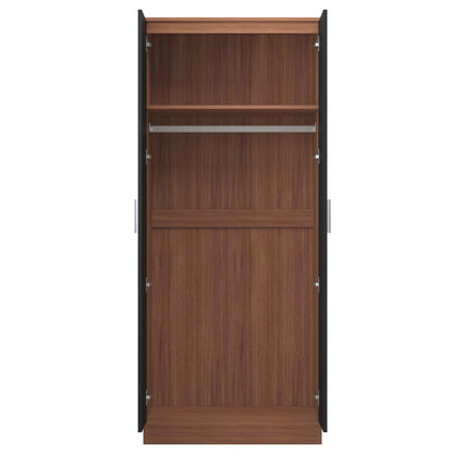 REFLECT High Gloss Bedroom Furniture Wardrobe Chest Bedside Desk - Black/Walnut