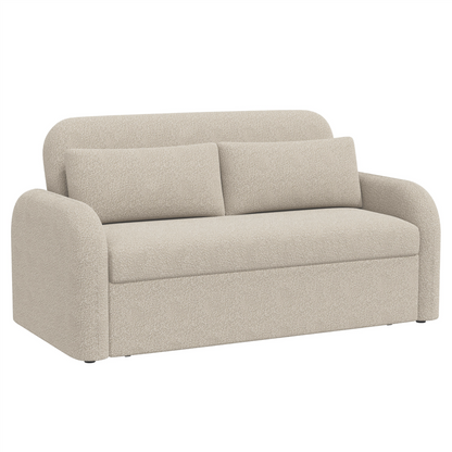 NOMA 2-Seater Boucle Pull Out Sofa Bed with Matching Cushions - Beige