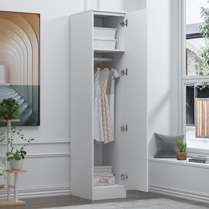 Reflect 1 Door High Gloss Wardrobe - White, Durable Melamine Finish - Modern Bedroom Storage - Single Door Wardrobe
