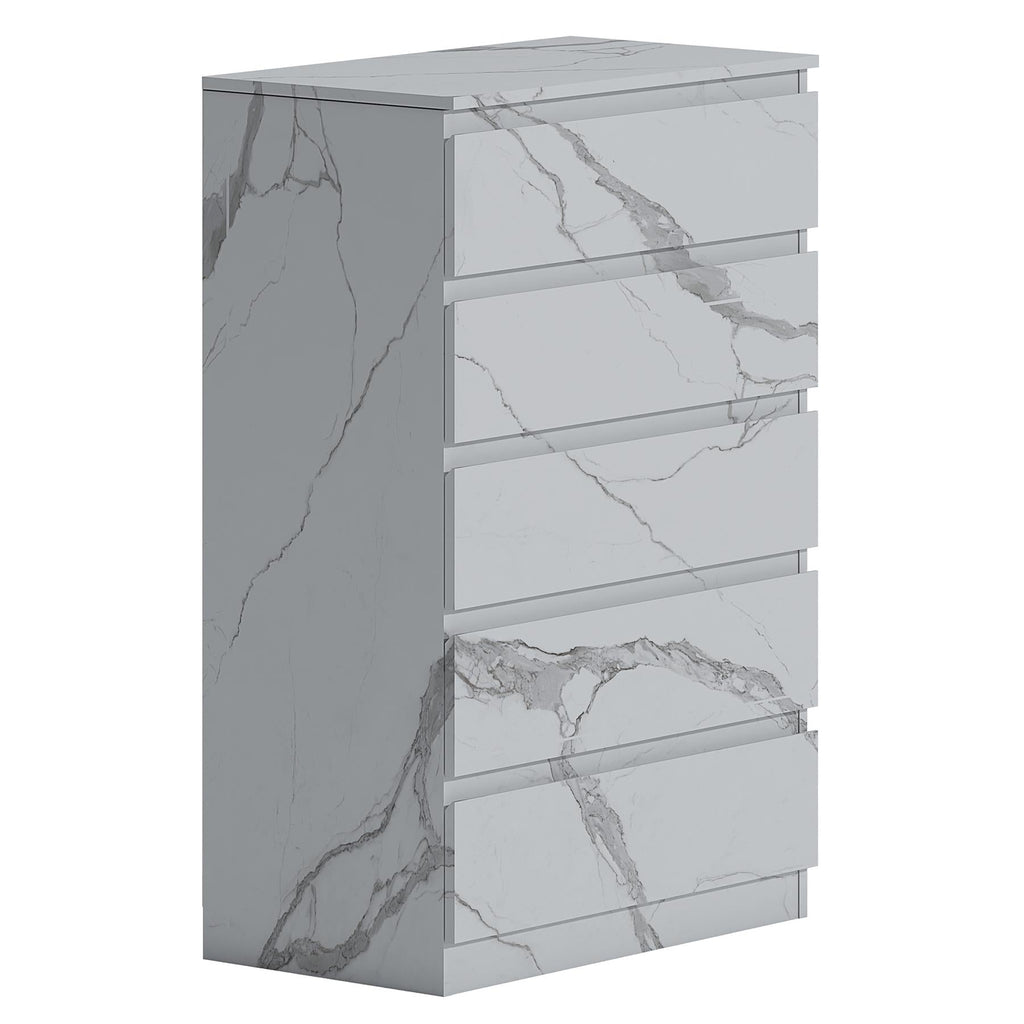 ZITA Bedroom Furniture Range Wardrobe Chest Bedside in White Marble Effect