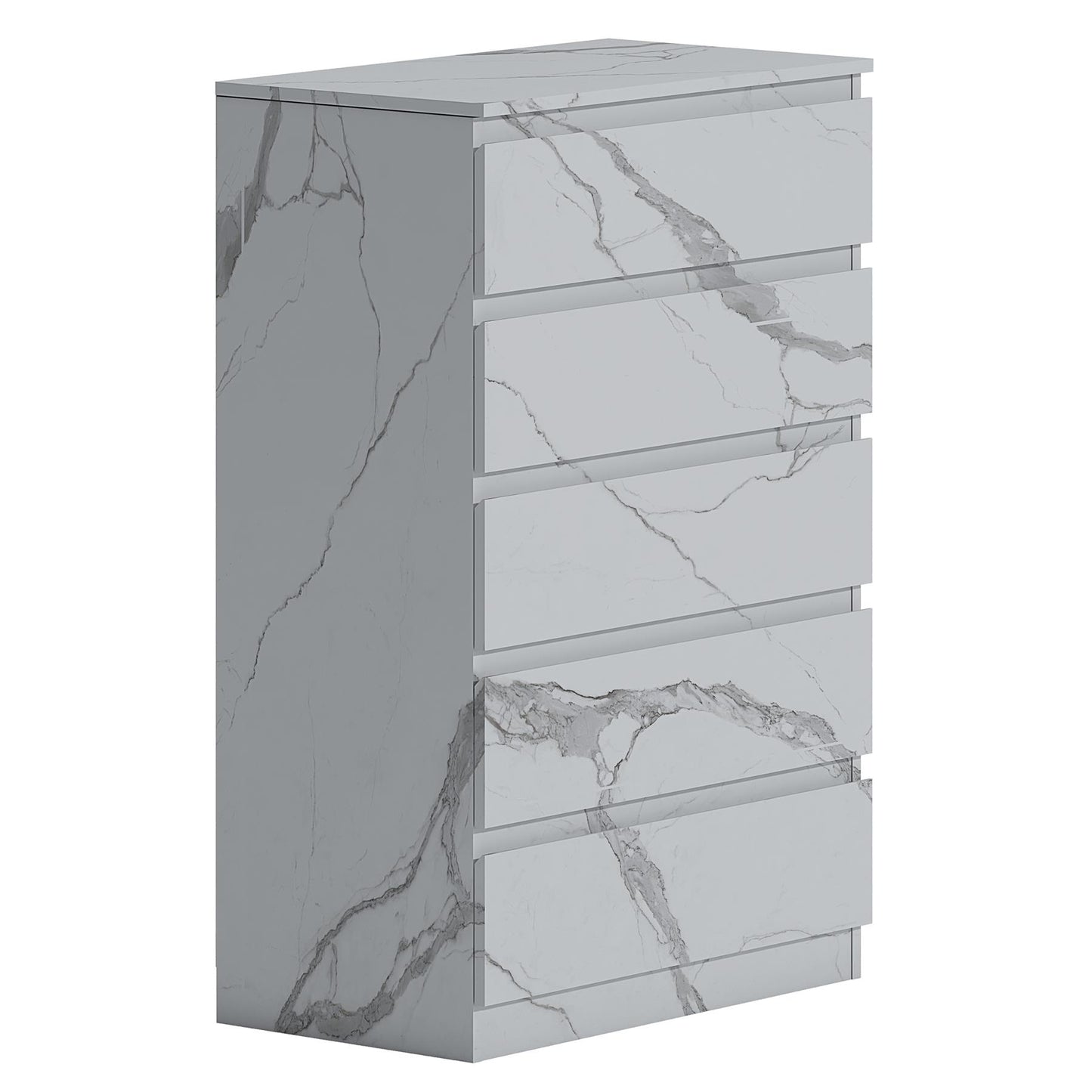 ZITA Bedroom Furniture Range Wardrobe Chest Bedside in White Marble Effect