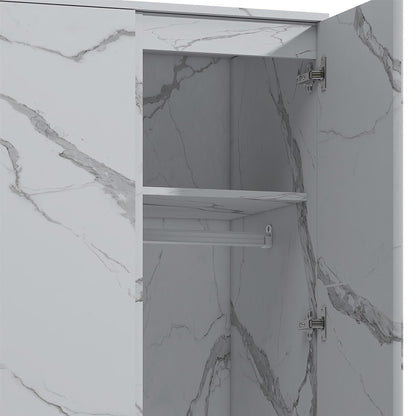 ZITA White Marble Effect 2 Piece Wardrobe Set - 2 Door and 1 Door, Spacious Bedroom Storage Solutions