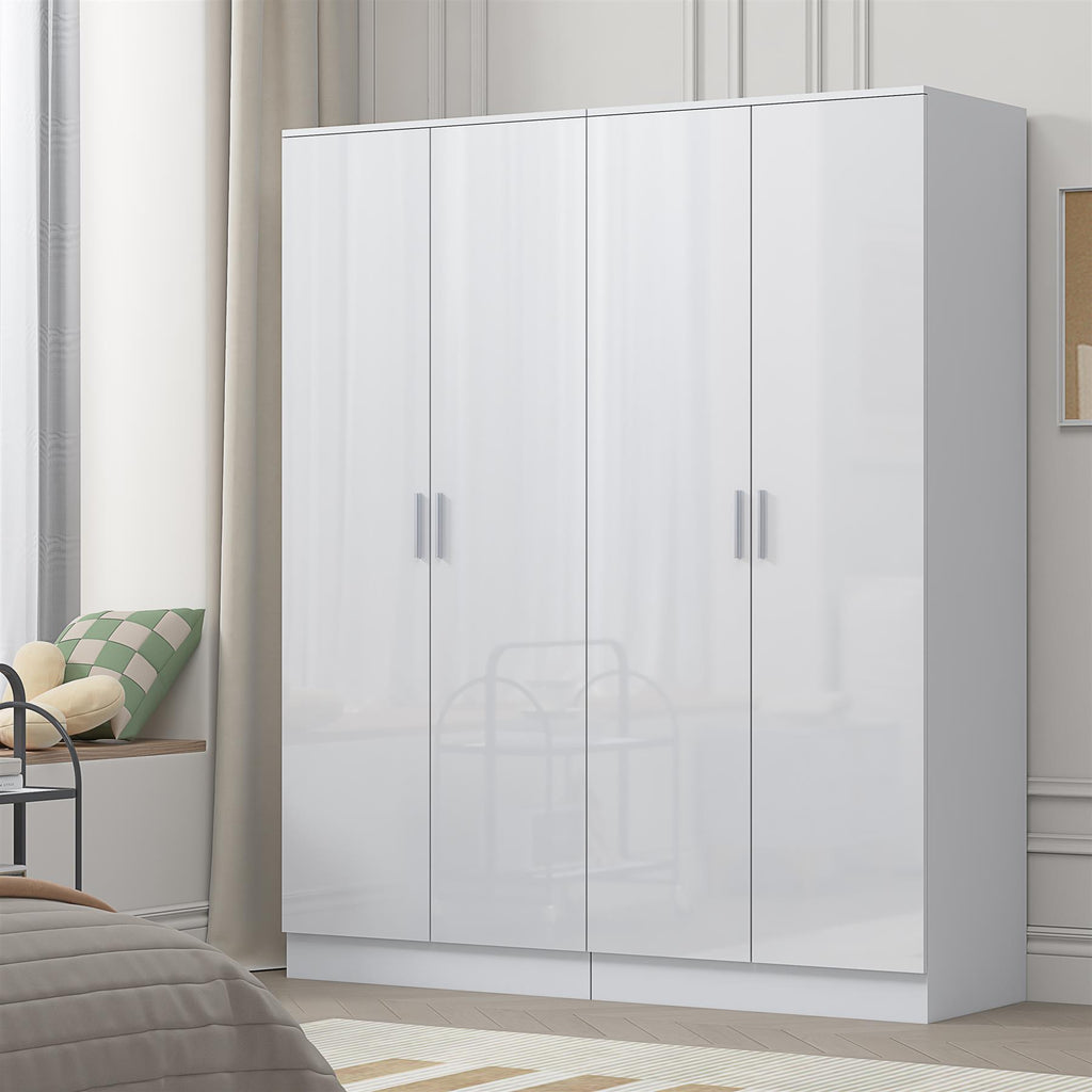 REFLECT - 2x 2 Door PLAIN Wardrobe Bundle - Gloss White / Matt White