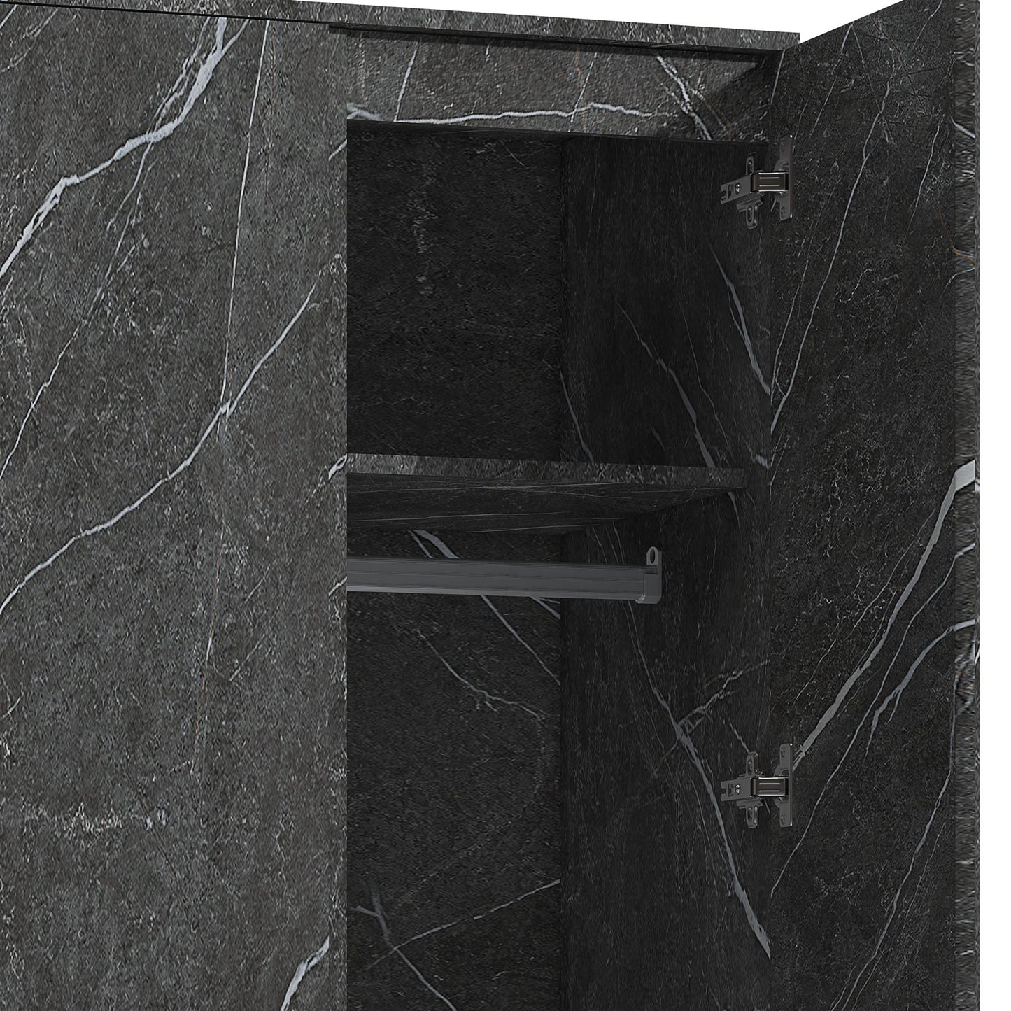 ZITA Grey Marble Effect 2 Door Plain Wardrobe - Bedroom Storage, Stylish and Spacious