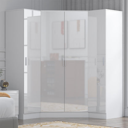 REFLECT Gloss 4 Door Corner Wardrobe Bundle Inc Corner + 2x 1 Door Wardrobes Set