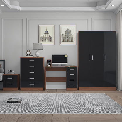 REFLECT Gloss 4pc Bedroom Set - 3 Door Wardrobe + Tall Chest + Bedside + Desk