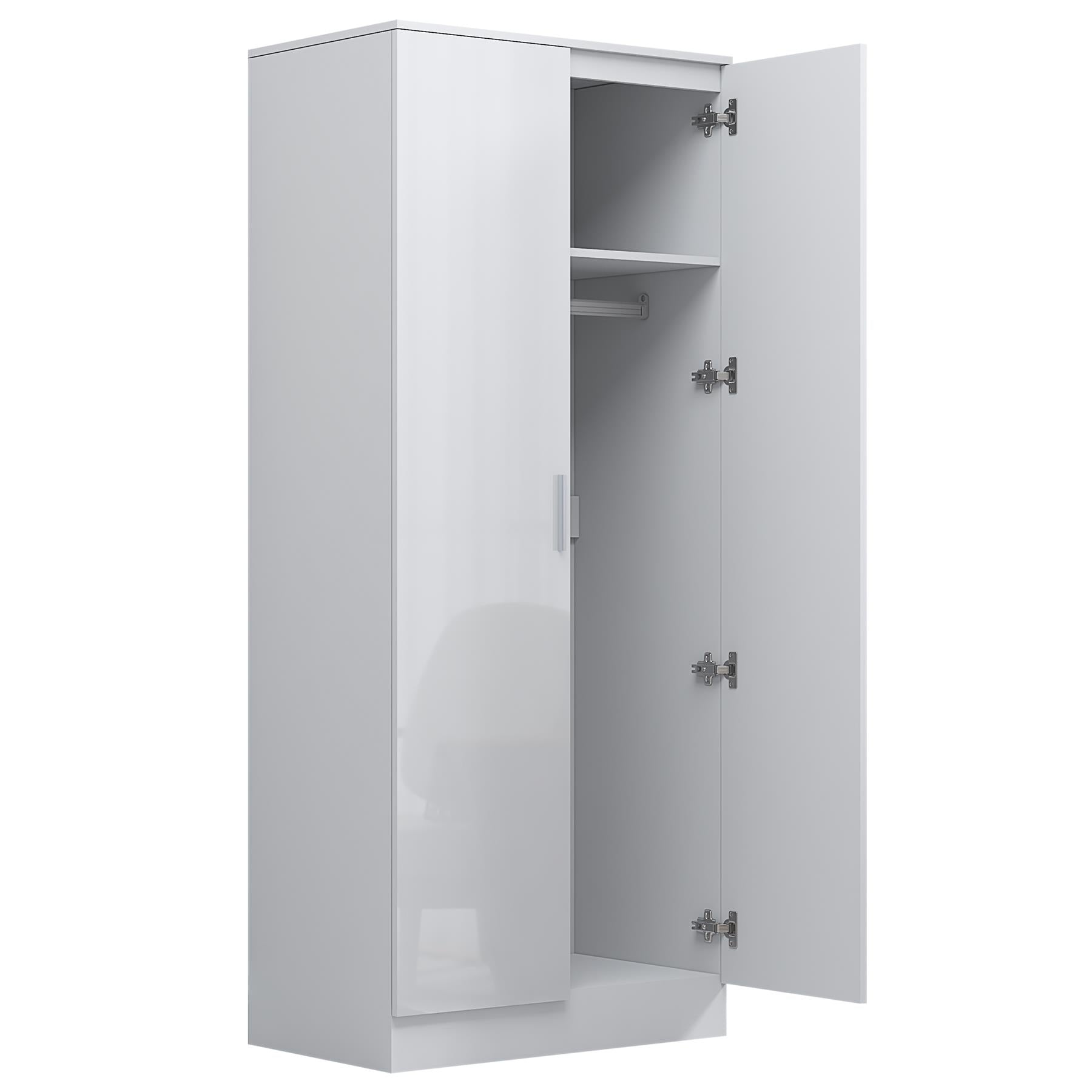 REFLECT High Gloss Bedroom Furniture Wardrobe Chest Bedside Desk Option in White