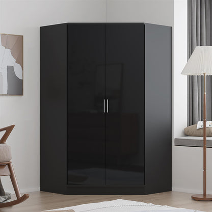 REFLECT Gloss Bedroom Furniture 2 Door Corner Wardrobe - 4 Colour Options