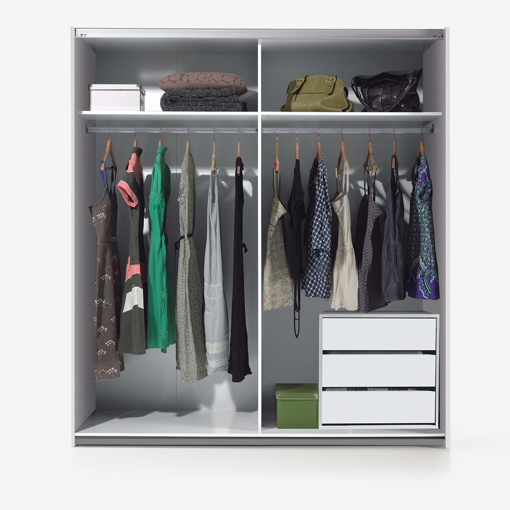 ARM Wardrobe Storage Set 2 Door Sliding White Wardrobe + ARC Internal Unit