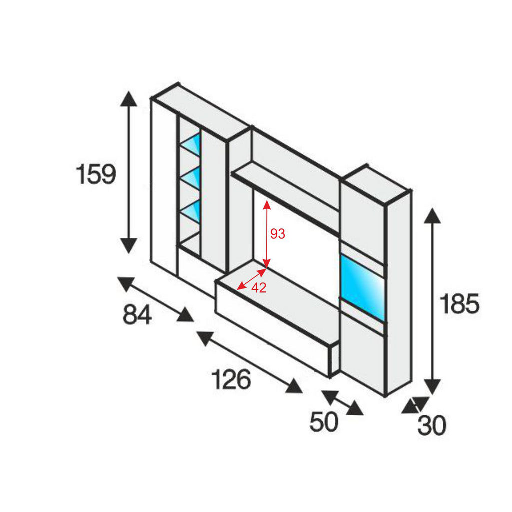 Modern Oak & White TV Unit with Glass Details and LED Lights- Media Storage for Living Rooms