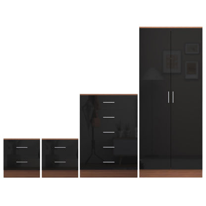 REFLECT Gloss 4pc Bedroom Set - 2 Door Wardrobe + 5 Draw Chest + 2 Bedsides