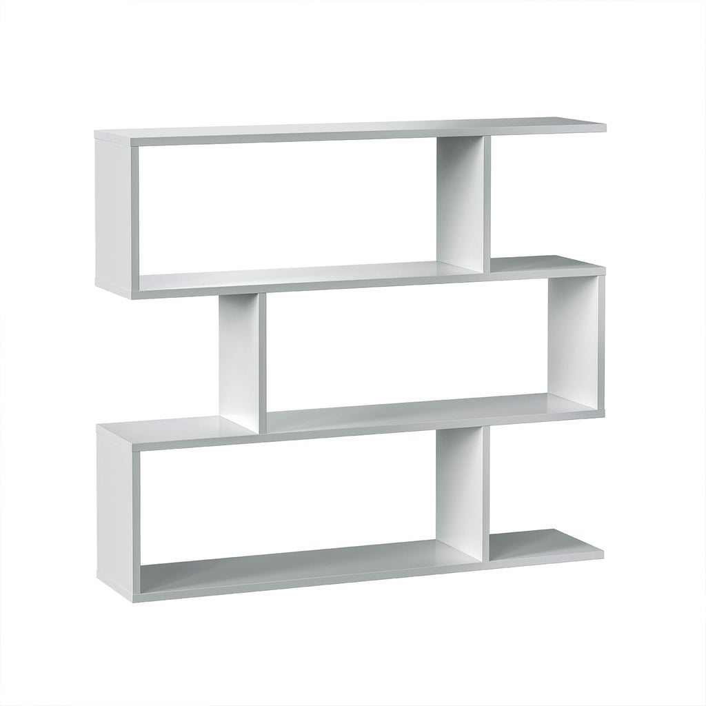 3 Tier Open Low Wide Storage Unit with Compartments, Freestanding Display Bookshelf for Living Room, Kids Playroom & Study - White.