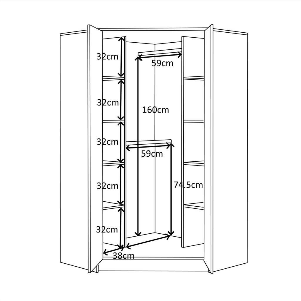 REFLECT Gloss 4 Door Wardrobe Bundle Inc 2 Door Corner + 2 Door Mirror Wardrobes