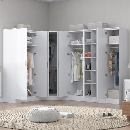 REFLECT Gloss Large 8 Door Corner Mirror Wardrobe Bedroom Furniture Bundle Set
