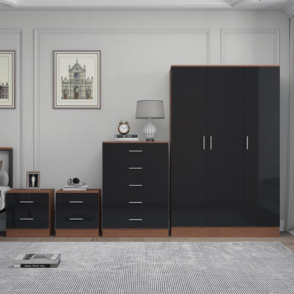 REFLECT Gloss 4pc Bedroom Set - 3 Door Wardrobe + 5 Draw Chest + 2 Bedsides