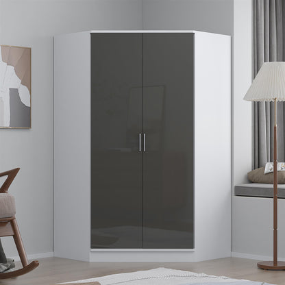 REFLECT High Gloss Bedroom Furniture Wardrobe Chest Bedside Desk in Grey/White