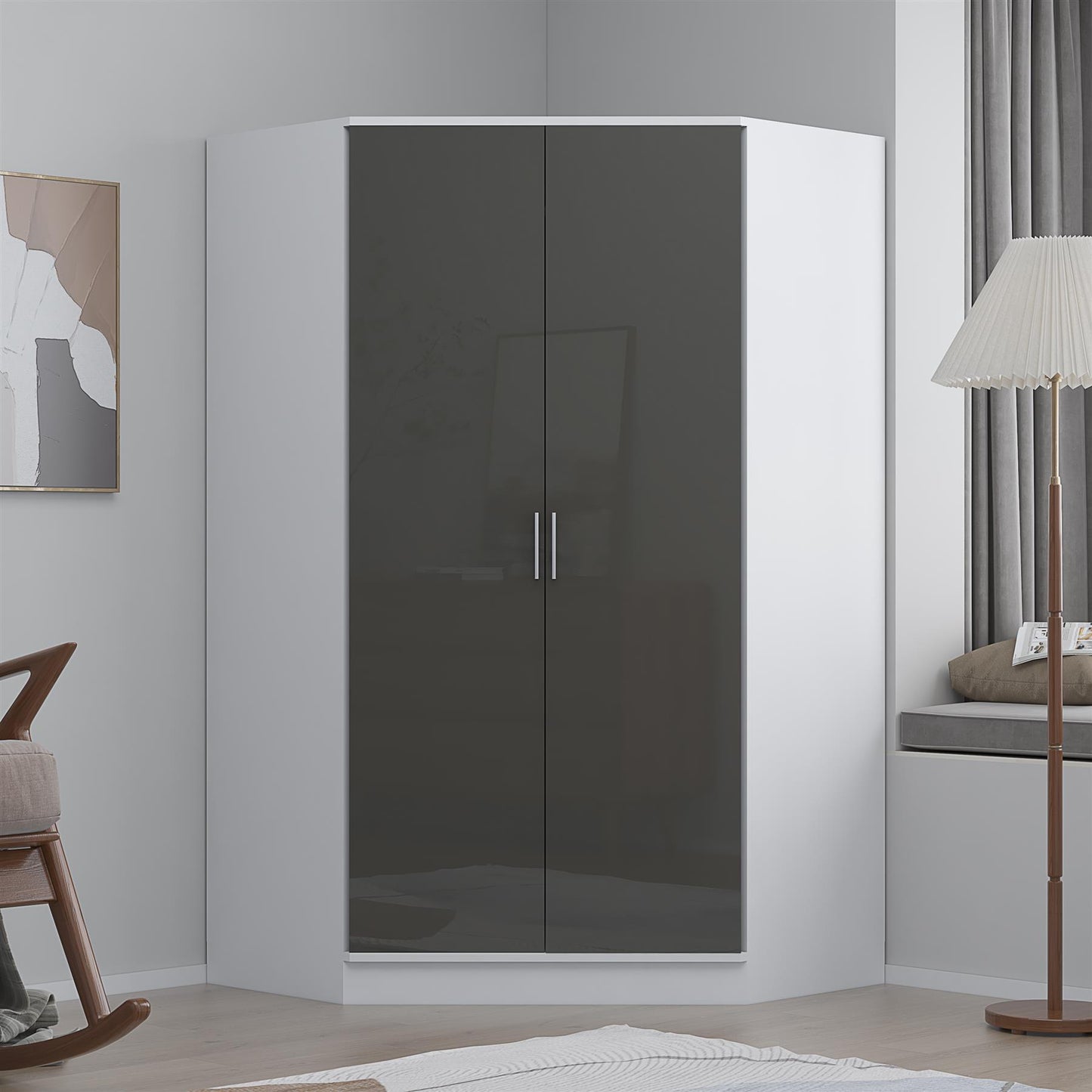 REFLECT Gloss Bedroom Furniture Wardrobe Chest Bedside Desk - 4 Colour Options