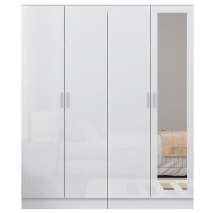 Reflect 2pc Wardrobe Bundle - 2 Door Mirror + 2 Door Plain - White Gloss & Matt White