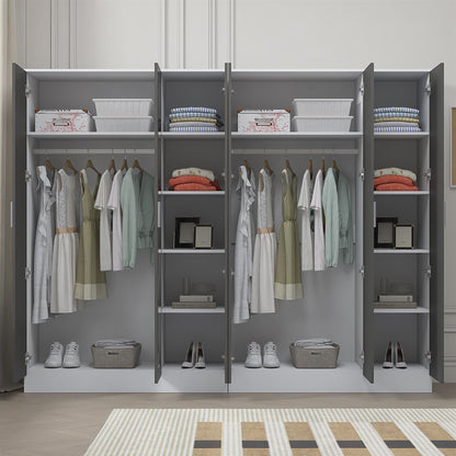 Reflect 2pc Wardrobe Bundle - 3 Door Mirror + 3 Door Plain - Grey Gloss & Matt White
