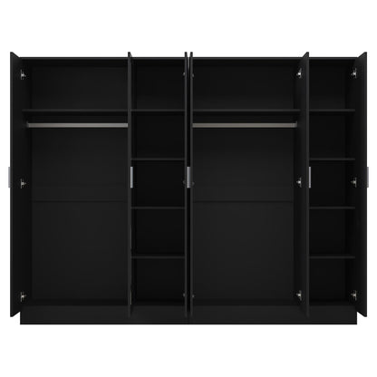 Reflect 2pc Wardrobe Bundle - 3 Door Mirror + 3 Door Mirror - Black Gloss & Black Oak