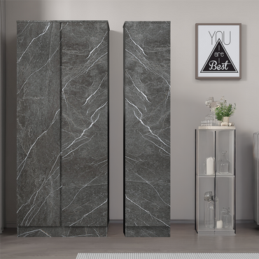 ZITA Grey Marble Effect 2 Piece Wardrobe Set - 2 Door and 1 Door, Spacious Bedroom Storage Solutions