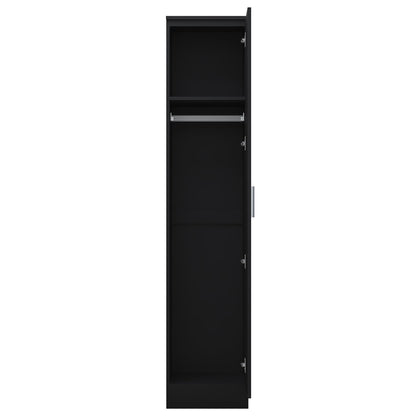Reflect 1 Door High Gloss Wardrobe - Black, Durable Melamine Finish - Modern Bedroom Storage - Single Door Wardrobe
