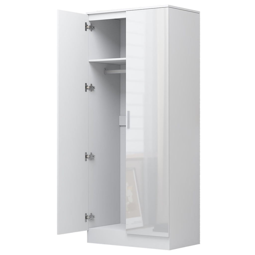 REFLECT High Gloss Bedroom Furniture Wardrobe Chest Bedside Desk Option in White