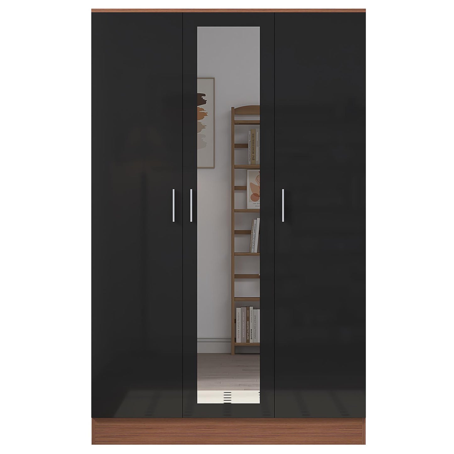REFLECT Gloss Bedroom Furniture 3 Door Mirrored Wardrobe - 4 Colour Options