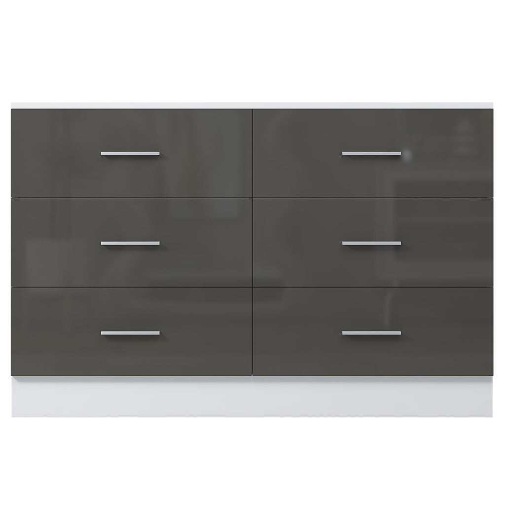 REFLECT High Gloss Bedroom Furniture Wardrobe Chest Bedside Desk in Grey/White